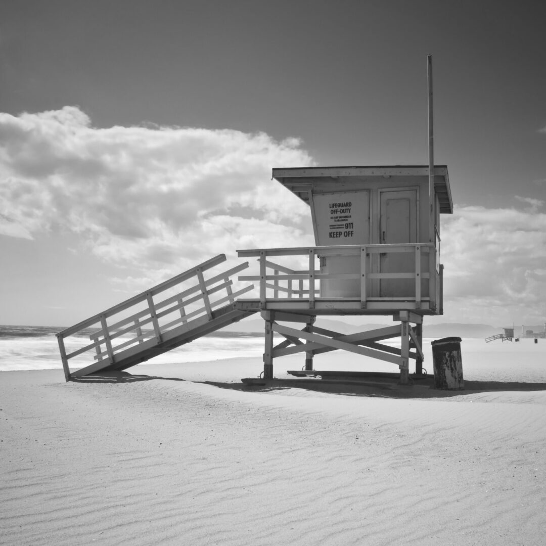 A beach life guard tower
