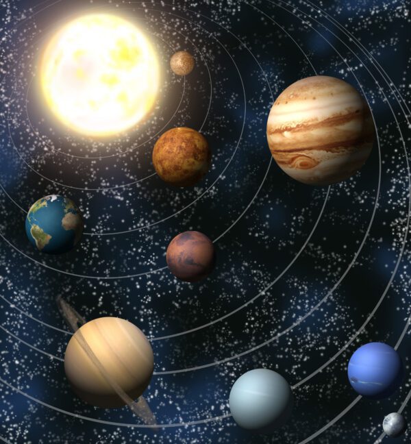 A painting of the solar system