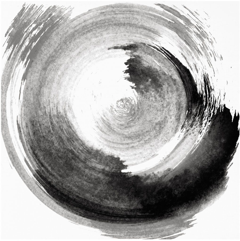 Modern black and white swirl art